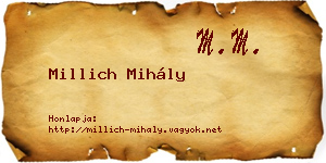 Millich Mihály névjegykártya
